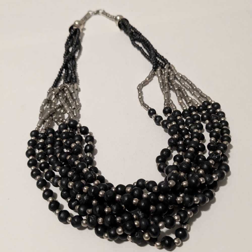 Elegant Black and Silver Beaded Necklace
